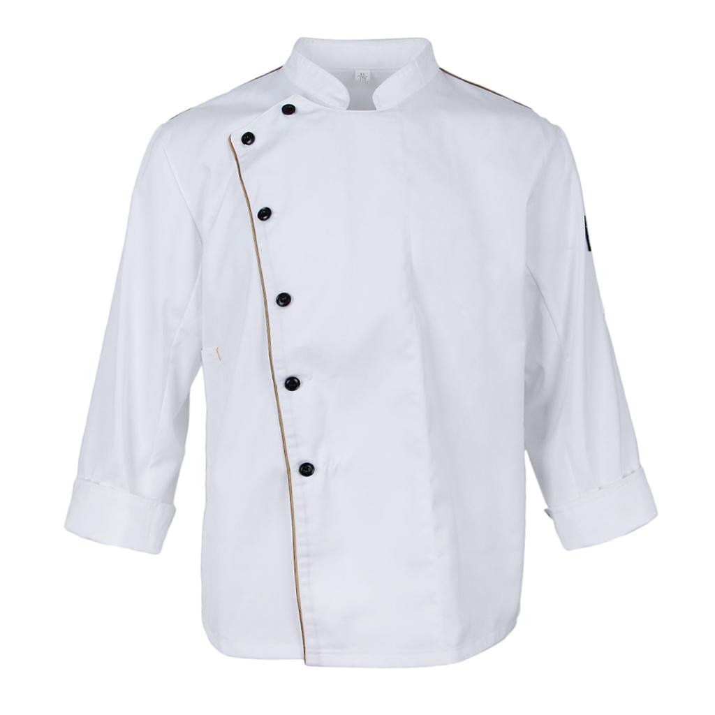 Men Women Stand Collar Long Sleeve Chef Coat Uniform Top4 Colors Choose