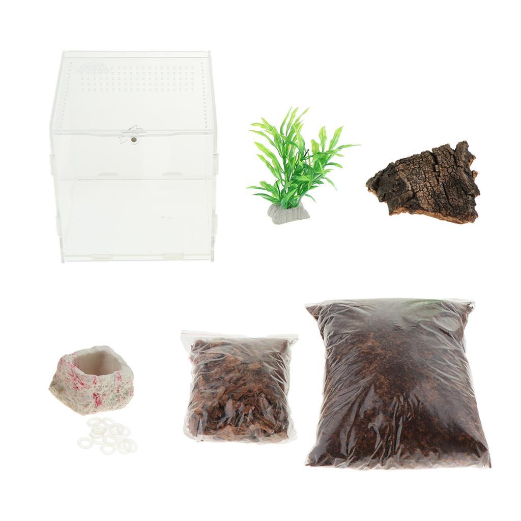 Reptiles Amphibians Habitat Terrarium Vivarium Tank Breeding Box Bark