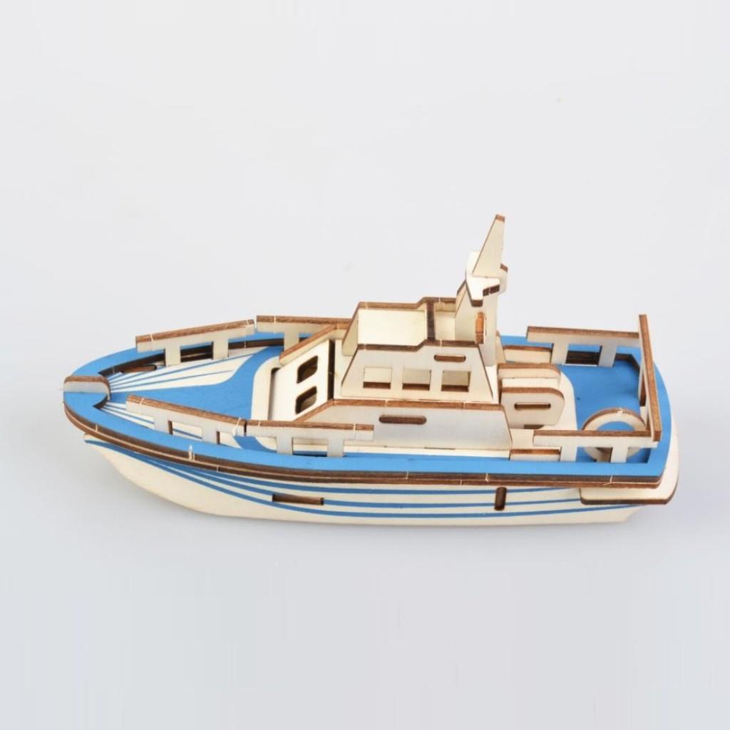 Đồ chơi gỗ lắp ghép 3D- mô hình thuyền cứu hộ- cắt laser
