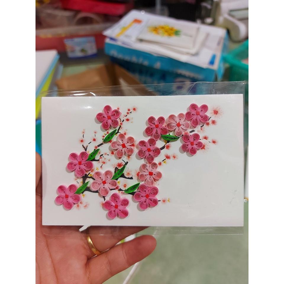 Thiệp Quilling giấy xoắn Handmade, hoa kích thước 8cmx12cm