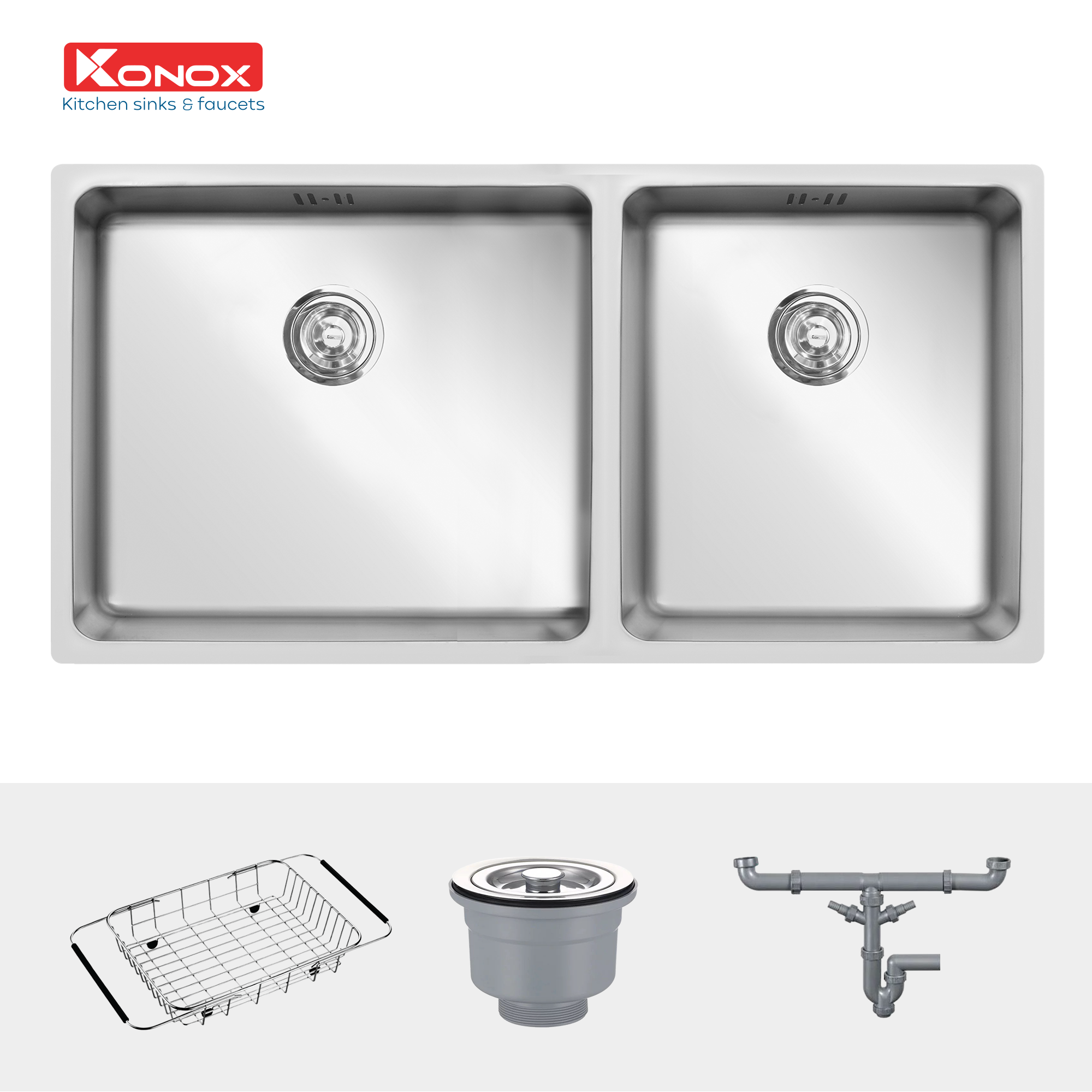 Chậu rửa bát Konox, Undermount Series, Model KN8144DU , Inox 304AISI tiêu chuẩn châu Âu, 810x440x220(mm), Hàng chính hãng