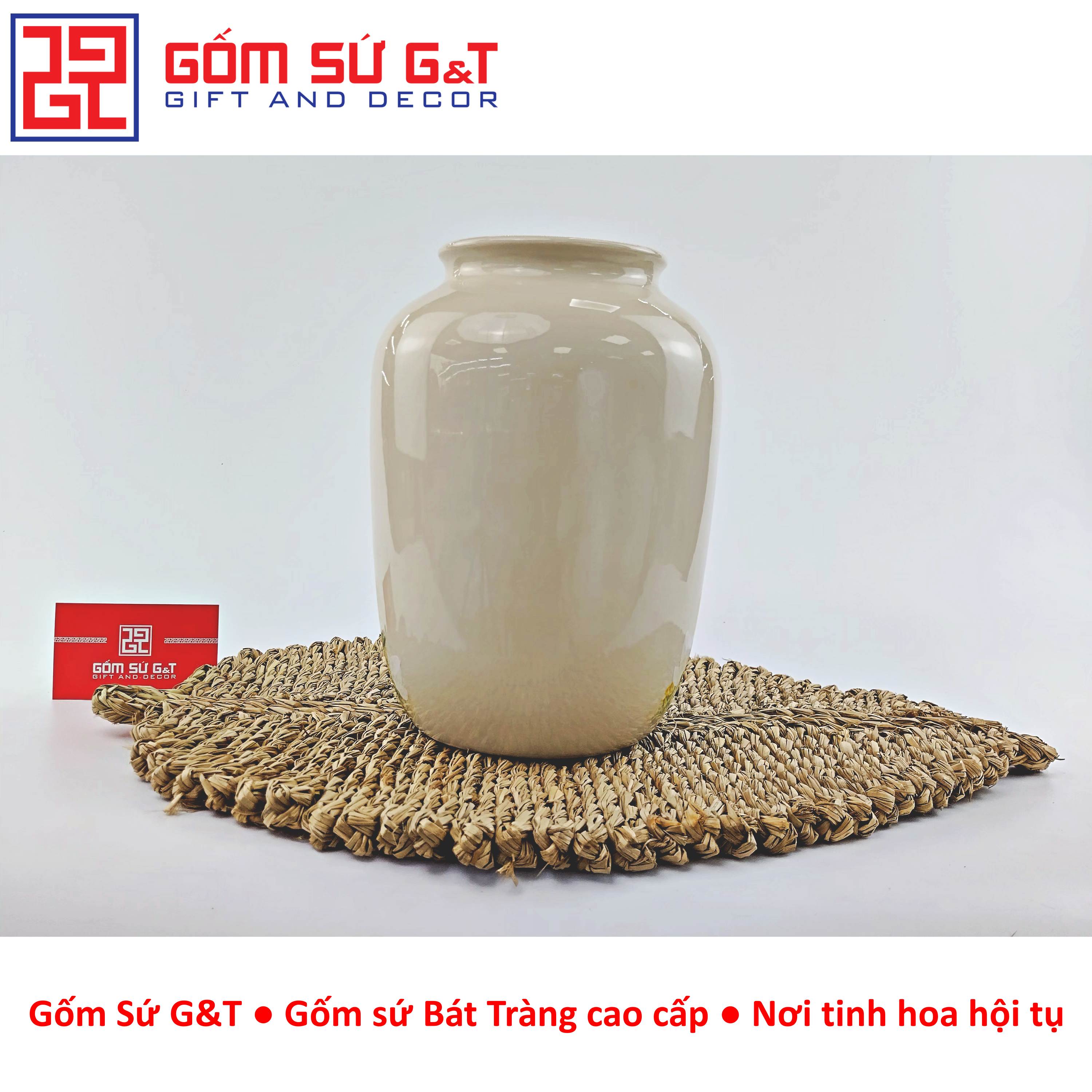 Lọ hoa dáng thạp vẽ cúc họa mi Gốm Sứ G&amp;T