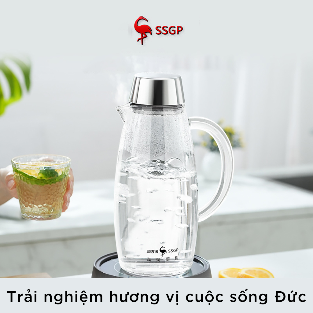 Bình Đựng Nước Thủy Tinh Chịu Nhiệt Có Vòi 2 Lít Cao Cấp Đạt Chất Lượng Đức SSGP