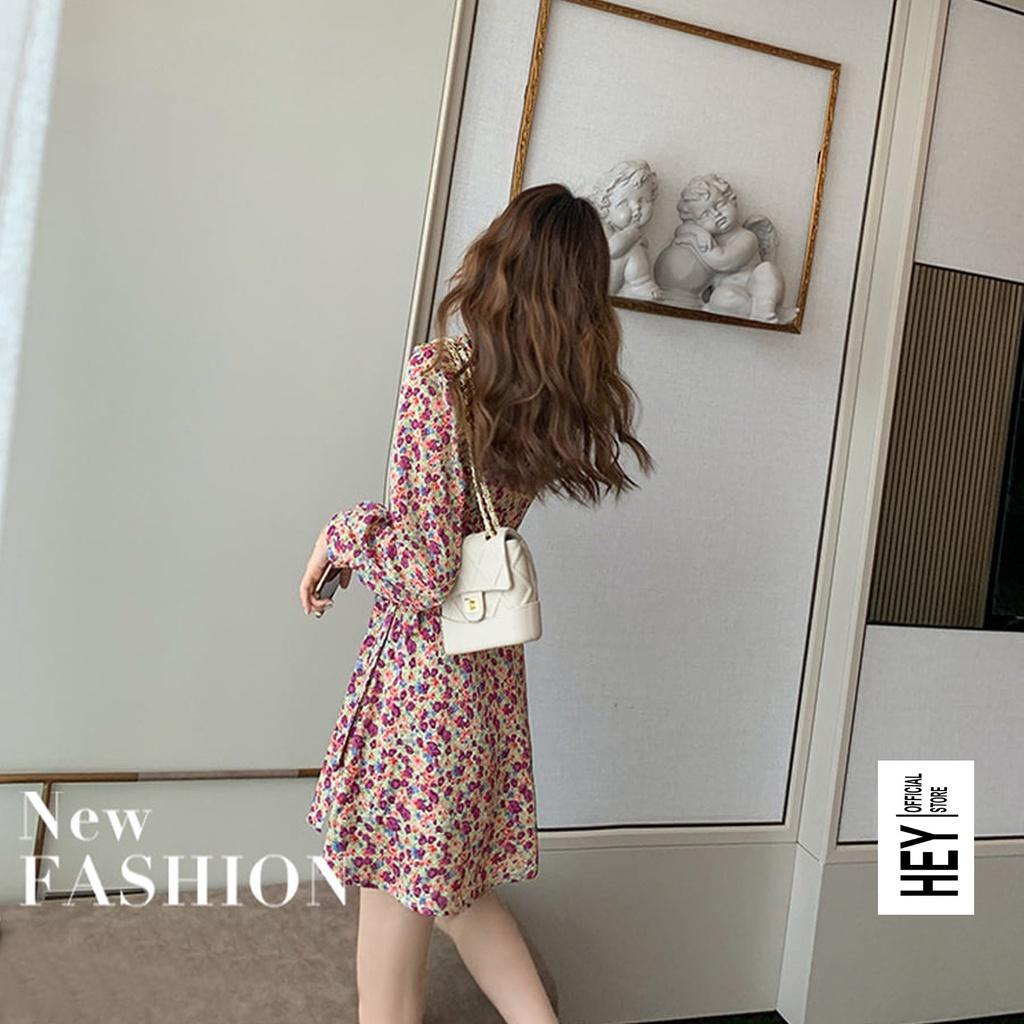 Váy hoa nhí cổ tim dài tay chất liệu voan 2 màu lựa chọn có đủ size từ S đến XL - Mã V02 - HEYOFFICAL