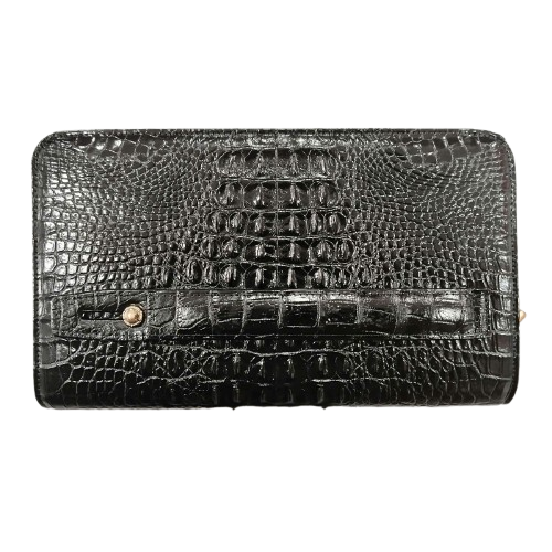 Ví cầm tay Huy Hoàng da cá sấu 1 khóa màu đen HT3226