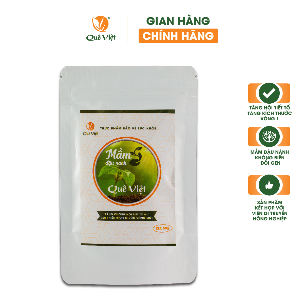  Mầm Đậu Nành Quê Việt -  không biến đổi gen, tăng nội tiết tố, tăng kích thước vòng 1 (gói 50g)