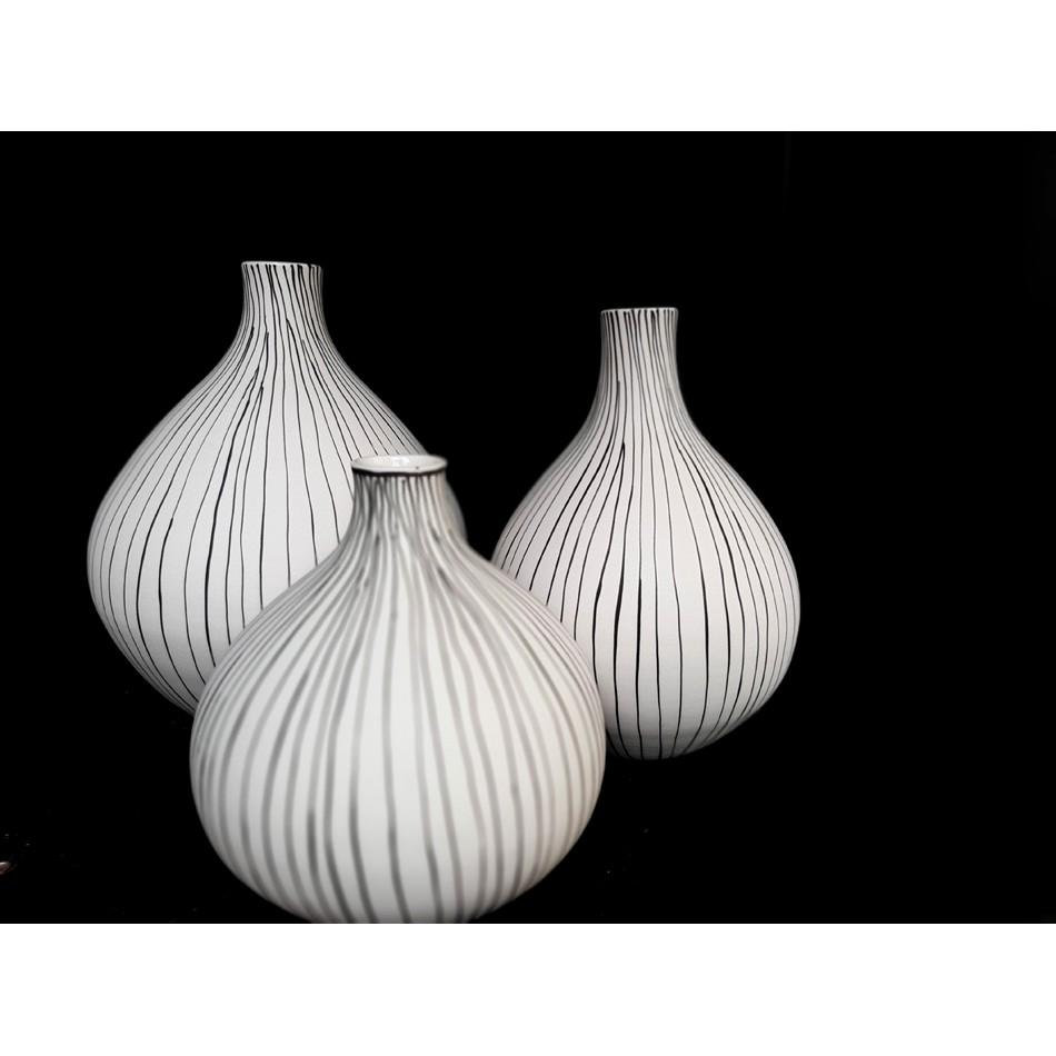 BỘ BÌNH GỐM KẺ SỌC, TRANG TRÍ NHÀ CỬA, SẢN XUẤT TẠI LÀNG NGHỀ TRUYỀN THỐNG BÁT TRÀNG
