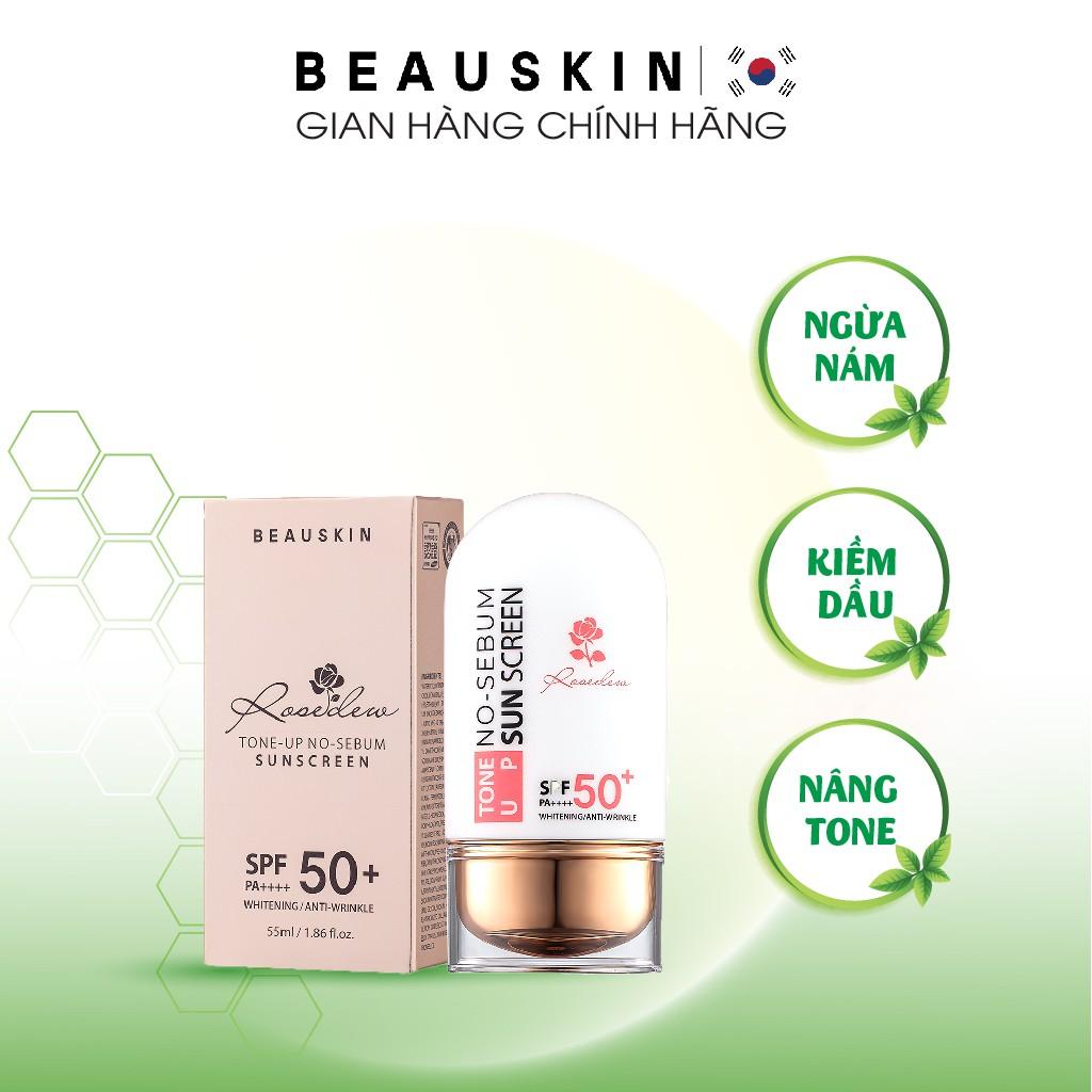 Kem Chống Nắng Kiềm Dầu, Nâng Tông BEAUSKIN RoseDew Toneup No Sebum Sunscreen SPF 50+/ PA++++ 55ml - 00007