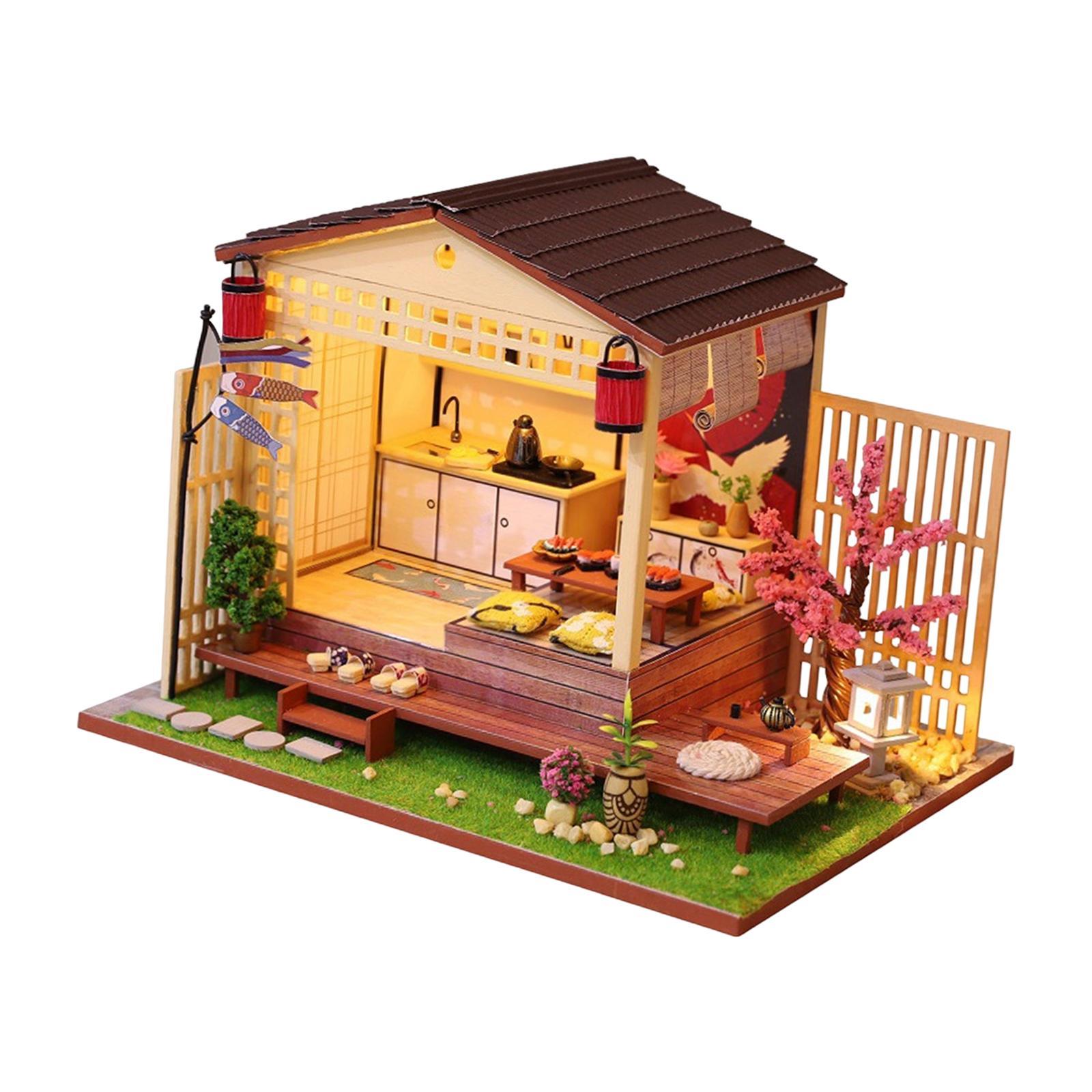 Creative Wooden Dollhouse DIY 3D Puzzle with Light & Furniture,Handcraft Cottage Accessory Valentine'S Gift