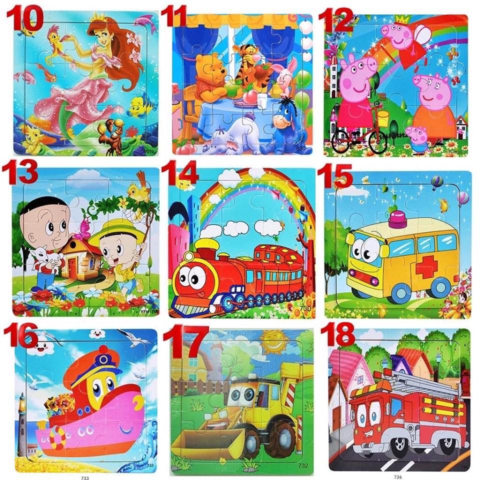 ĐỒ CHƠI XẾP HÌNH GỖ PUZZLE 9 MIẾNG CHO BÉ TỪ 2-6 TUỔI