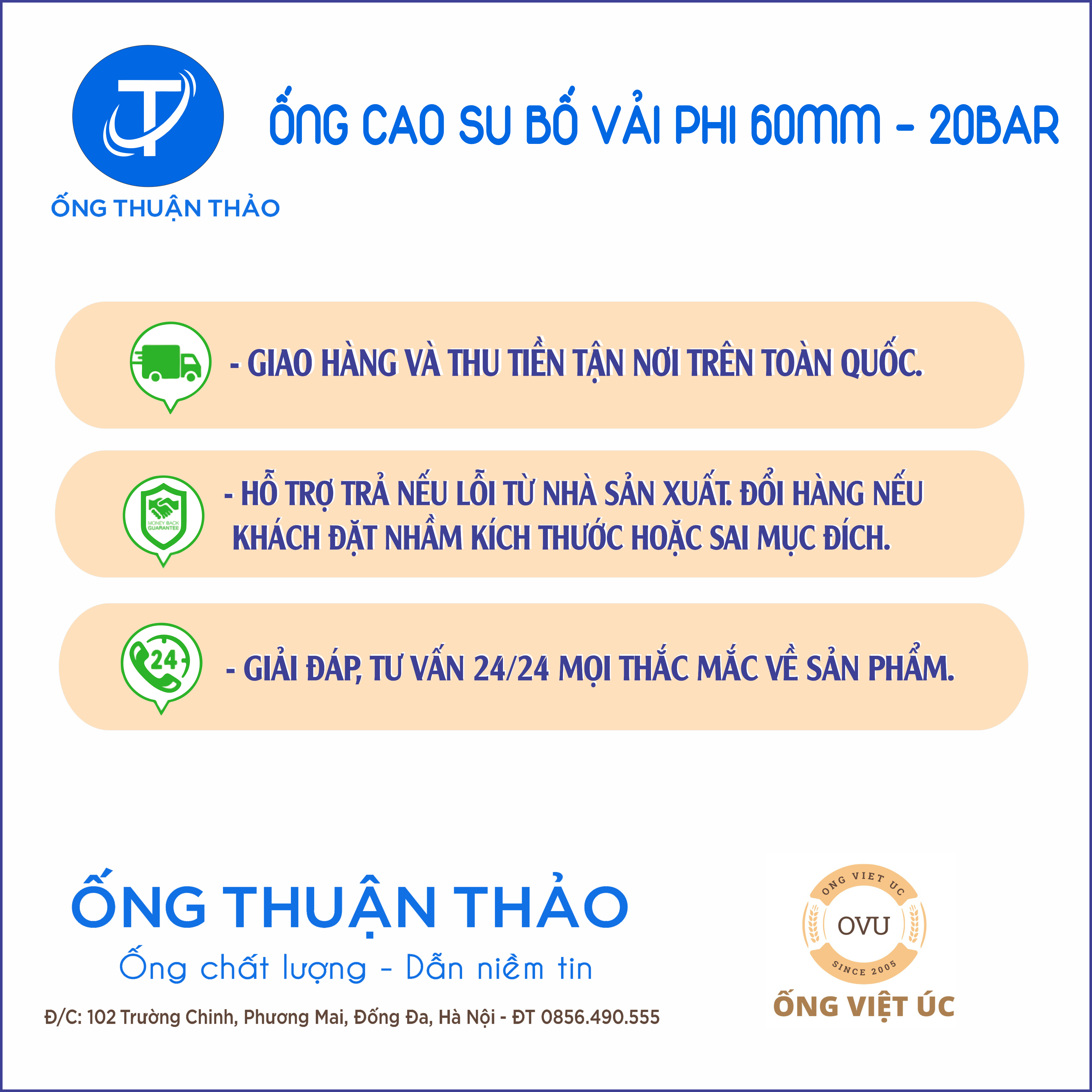 Ống Cao Su Bố Vải KT Phi 60MM cuôn 20 mét Nhập Khẩu - Loại nhẹ & Siêu bền - Ống Xối Thuận Thảo