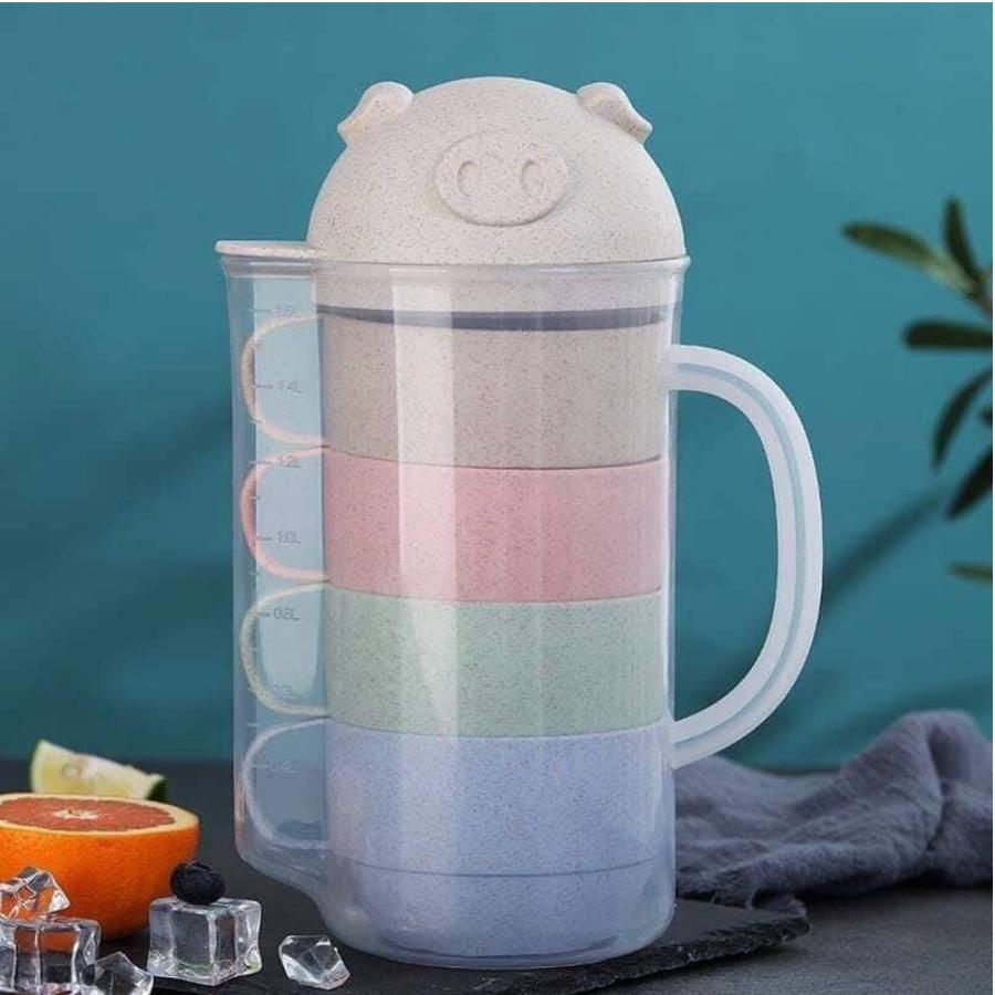 BỘ BÌNH NƯỚC KÈM 4 CỐC NHỰA LÚA MẠCH