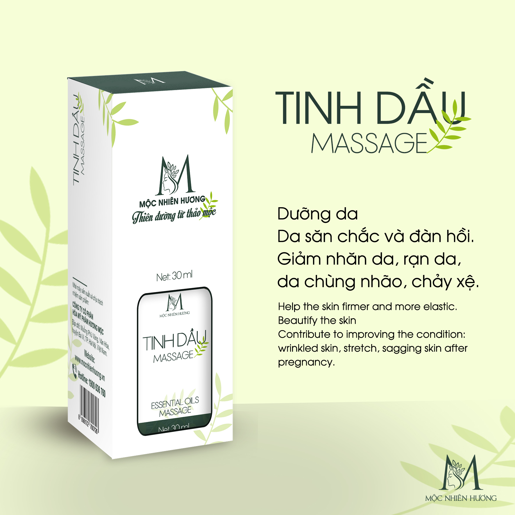 Tinh Dầu Massage Giảm Béo Giảm Cân Làm Săn Chắc Da Đốt Mỡ Thừa - Mộc Nhiên Hương 30ml