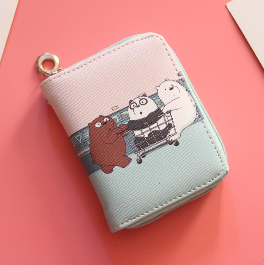 Ví da ngắn Gấu We Bare Bear Giao màu ngẫu nhiên
