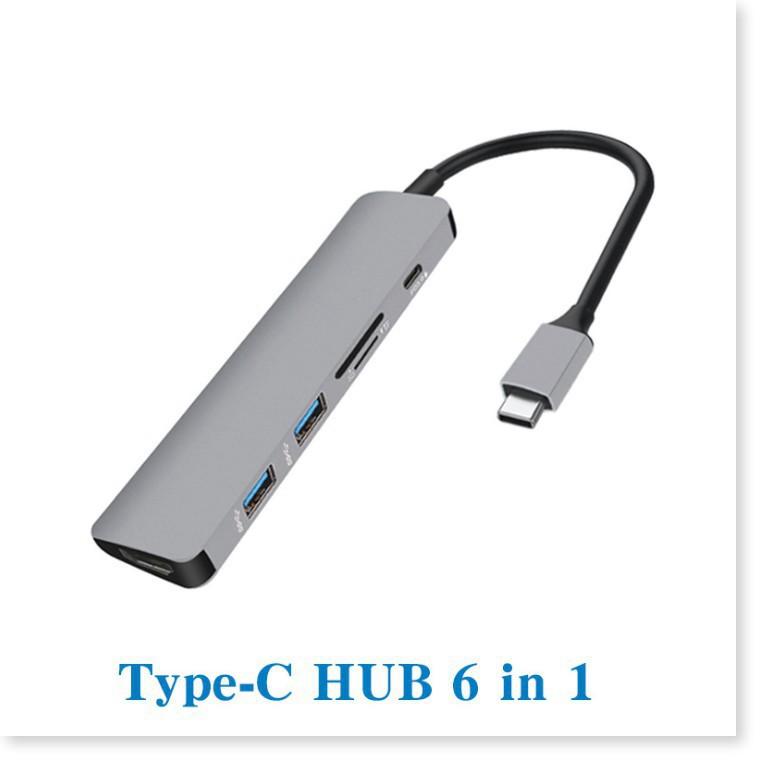 Bộ Hub USB Type C cho Macbook 1 ra 6 hỗ trợ truyền tải dữ liệu 3.0 và xuất video 4K HDMI