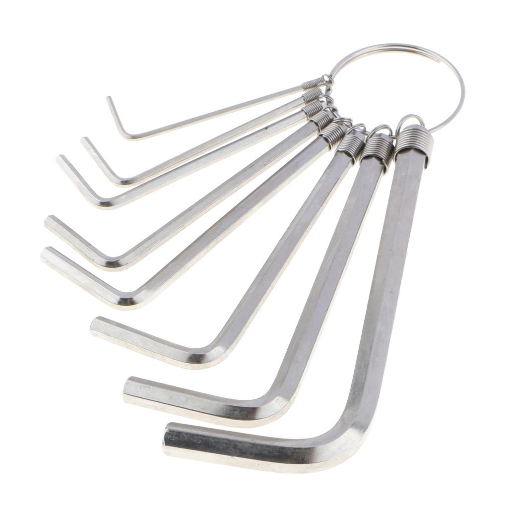 8PCS of 8 Sizes L-Shaped Metric Hex Allen Key Carbon Steel Wrench Set Flat Head with A Keychain