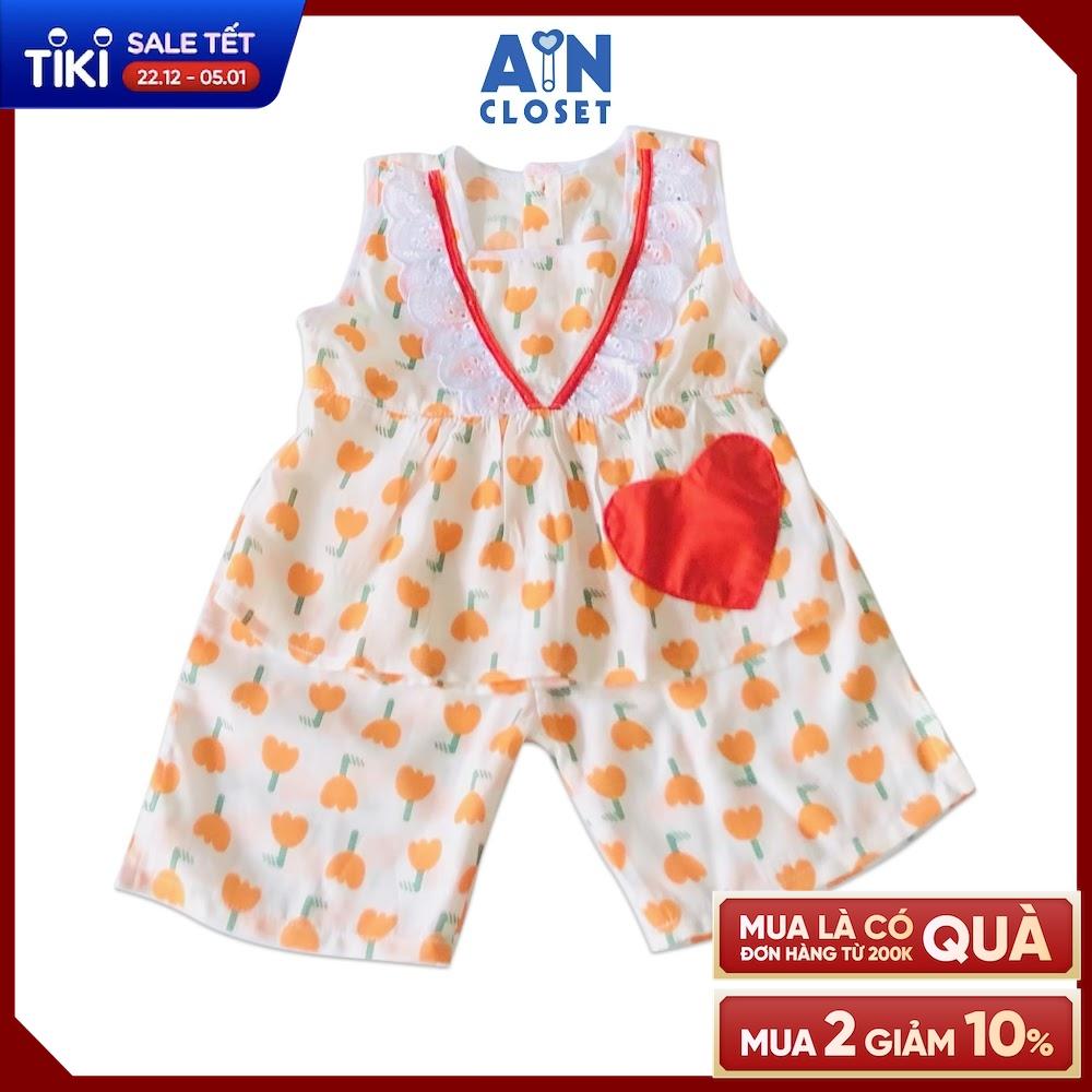 Bộ quần áo ngắn bé gái họa tiết Hoa cam ren - AICDBGL35JK8 - AIN Closet
