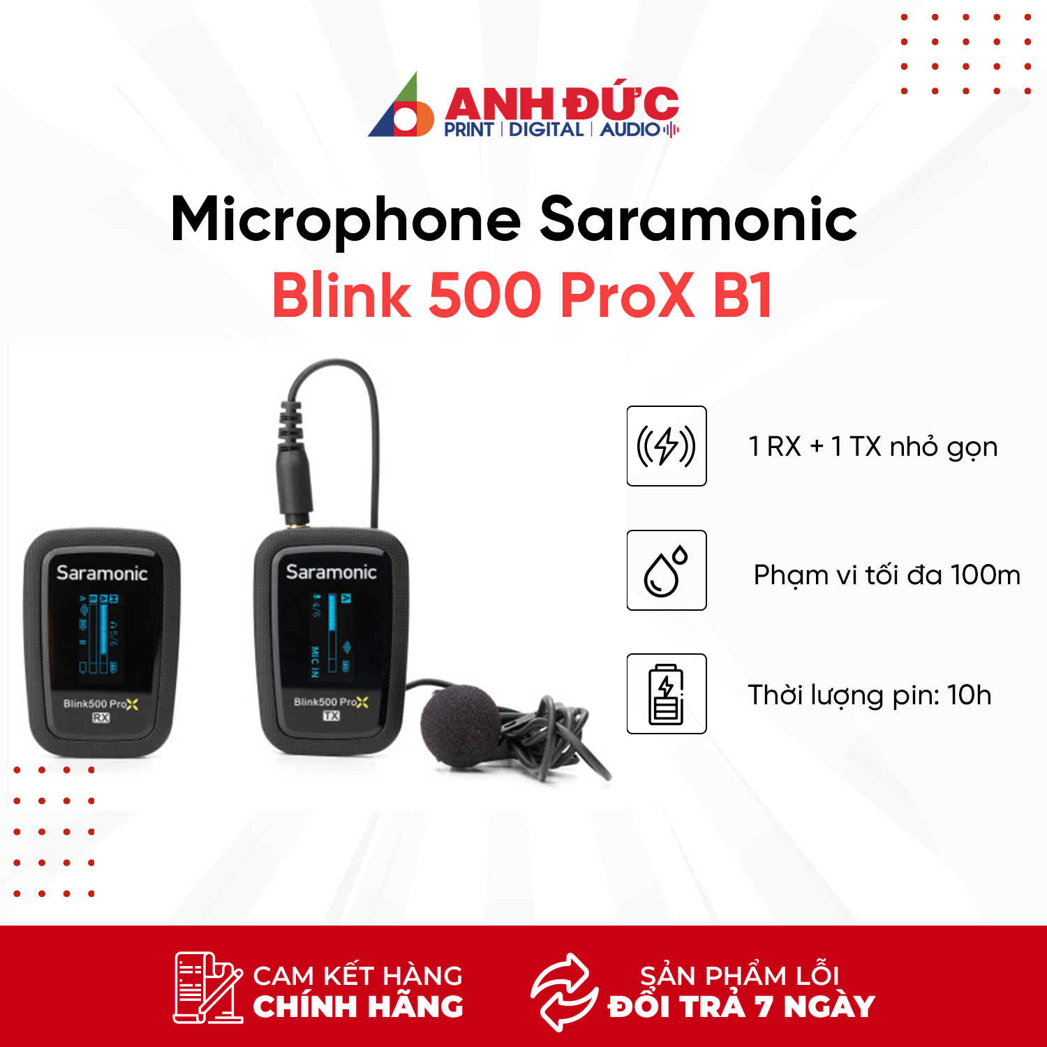 Microphone Saramonic Blink 500 ProX B1 (TX-RX) - Hàng Chính Hãng