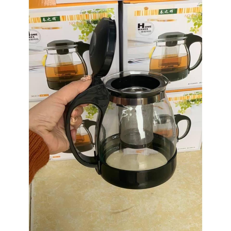 Bình Lọc Trà Thủy Tinh 1500ML Sang Trọng - CÓ LÕI LỌC TRÀ INOX - Bình giữ nhiệt pha trà , cafe tiện lợi cao cấp-giao