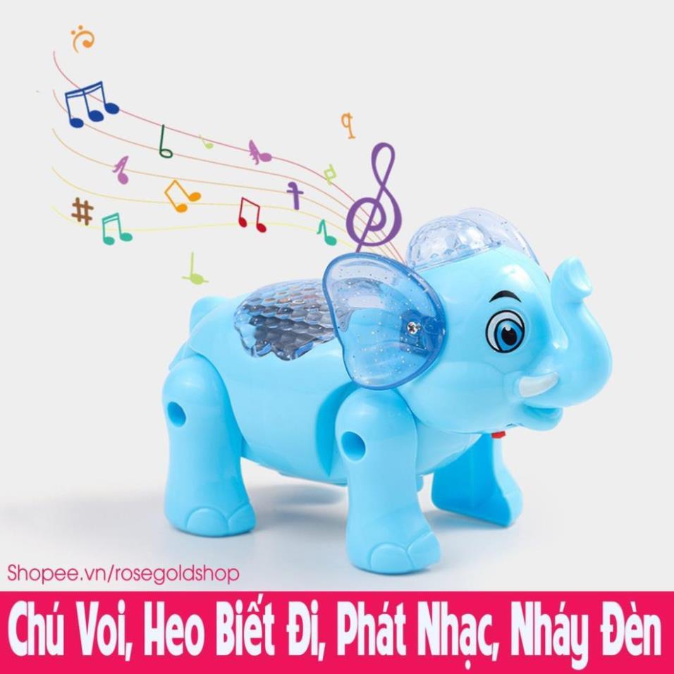 Đồ Chơi Chú Voi, Heo Biết Đi, Phát Nhạc, Nháy Đèn (Có Dây Dắt) Cực Đáng Yêu