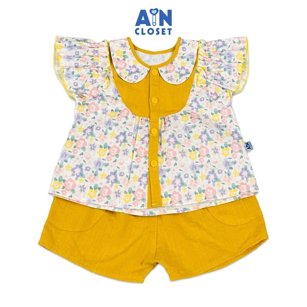 Hình ảnh Bộ quần áo Ngắn bé gái họa tiết Hoa Nhí Sân Vườn quần vàng cotton - AICDBG0ACM0Q - AIN Closet