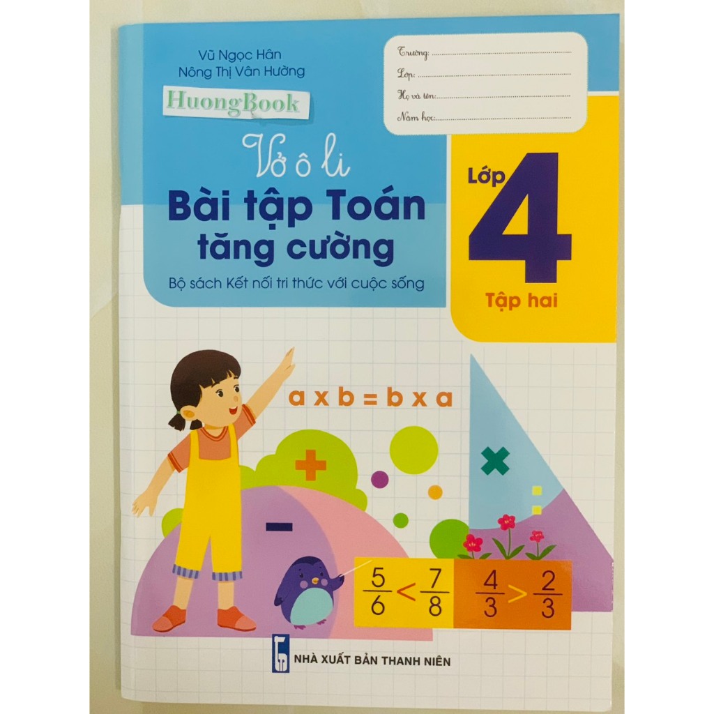 Sách - Combo Vở Ô li Bài Tập Toán Tăng Cường lớp 4 - tập 1 + 2 - BT