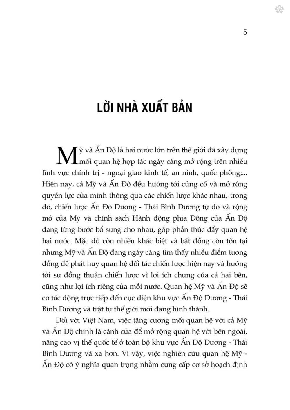 Quan hệ Mỹ - Ấn Độ trong không gian chiến lược Ấn Độ Dương - Thái Bình Dương - bản in 2024
