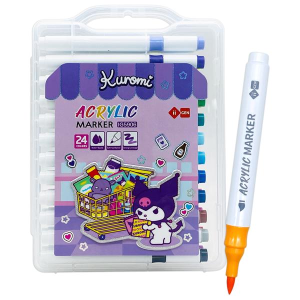Hộp 24 Bút Vẽ Acrylic Marker Kuromi - iiGEN IG5906