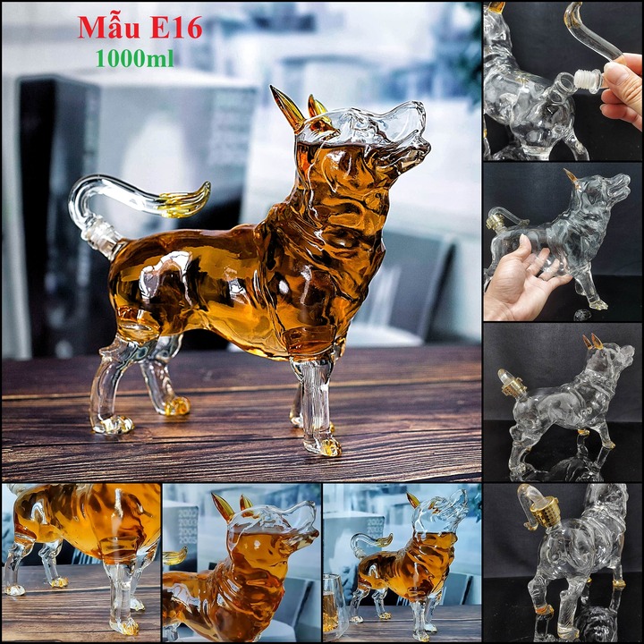 Bình Đựng Rượu 12 Con Giáp 1000ML cao cấp mẫu Con Chó – Vỏ Chai Rượu Thủy Tinh 1 Lít