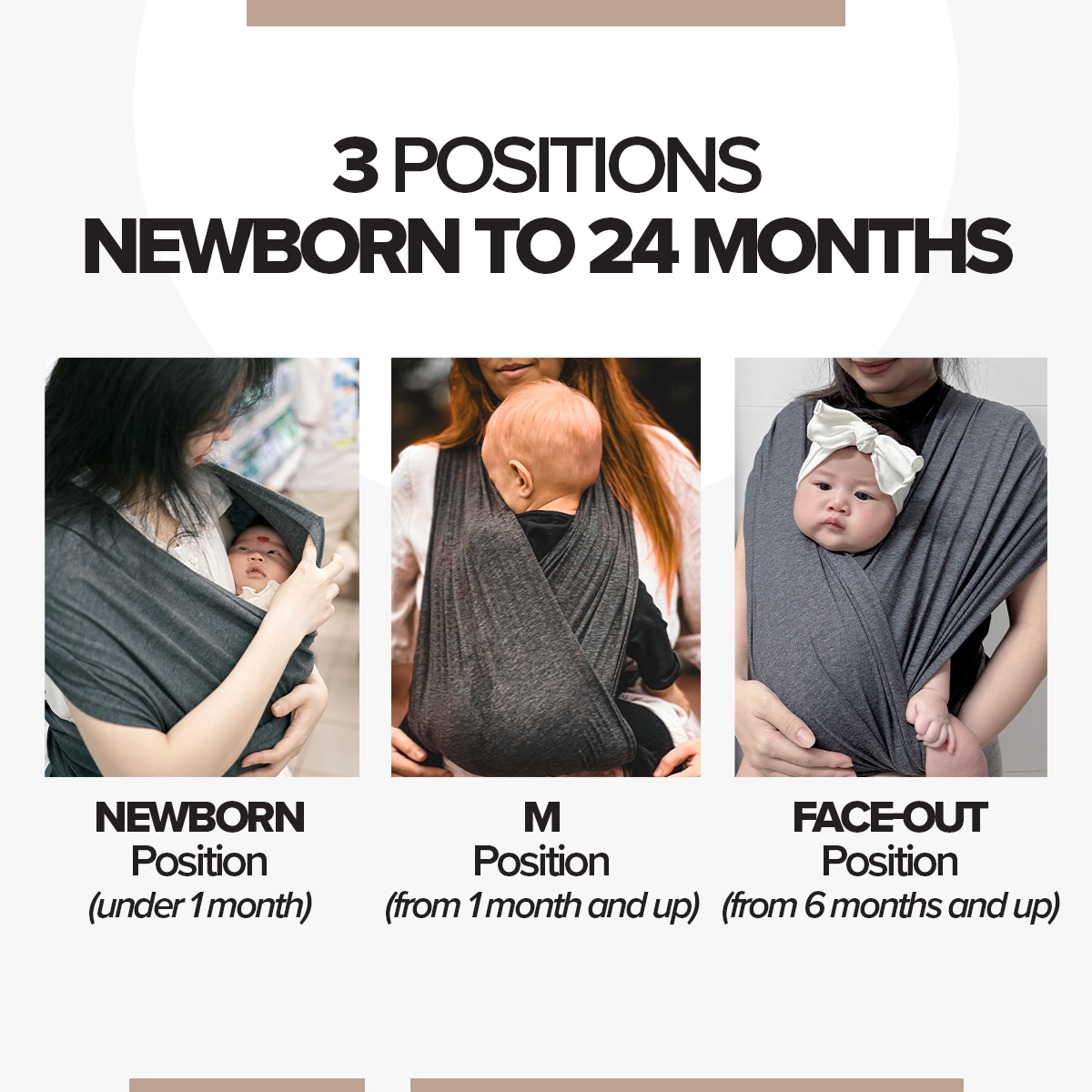 [Vải Lưới - Grey] Địu Vải Lưới EmBé Sling WindMesh Thoáng Khí An Toàn Cho Bé Sơ Sinh 0 - 24 Tháng