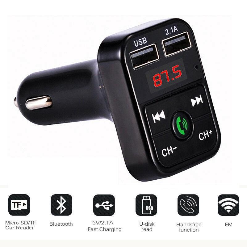 Tẩu sạc USB kép rảnh tay kiêm máy nghe nhạc MP3 bluetooth phát FM cho xe ô tô