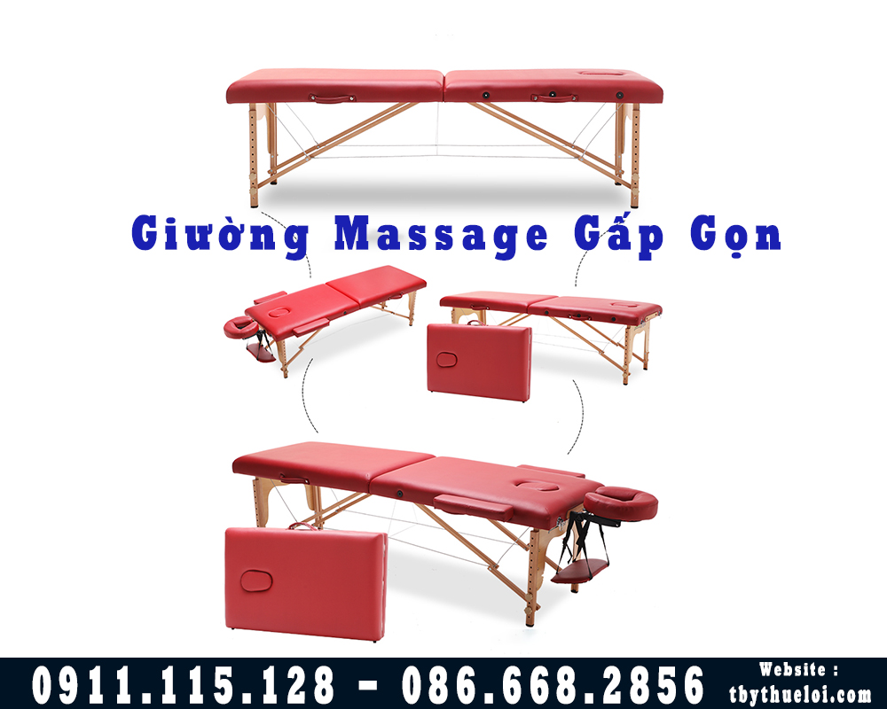 Giường massage gấp gọn chân gỗ HL1 - Giường Spa Gấp Gọn