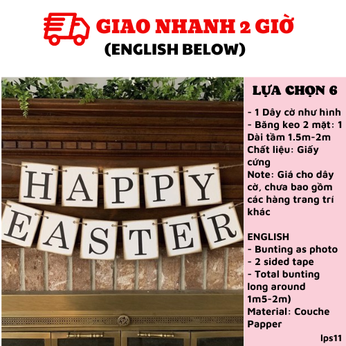 Dây cờ trang trí Lễ Phục Sinh nhiều mẫu Easter Banner lps11