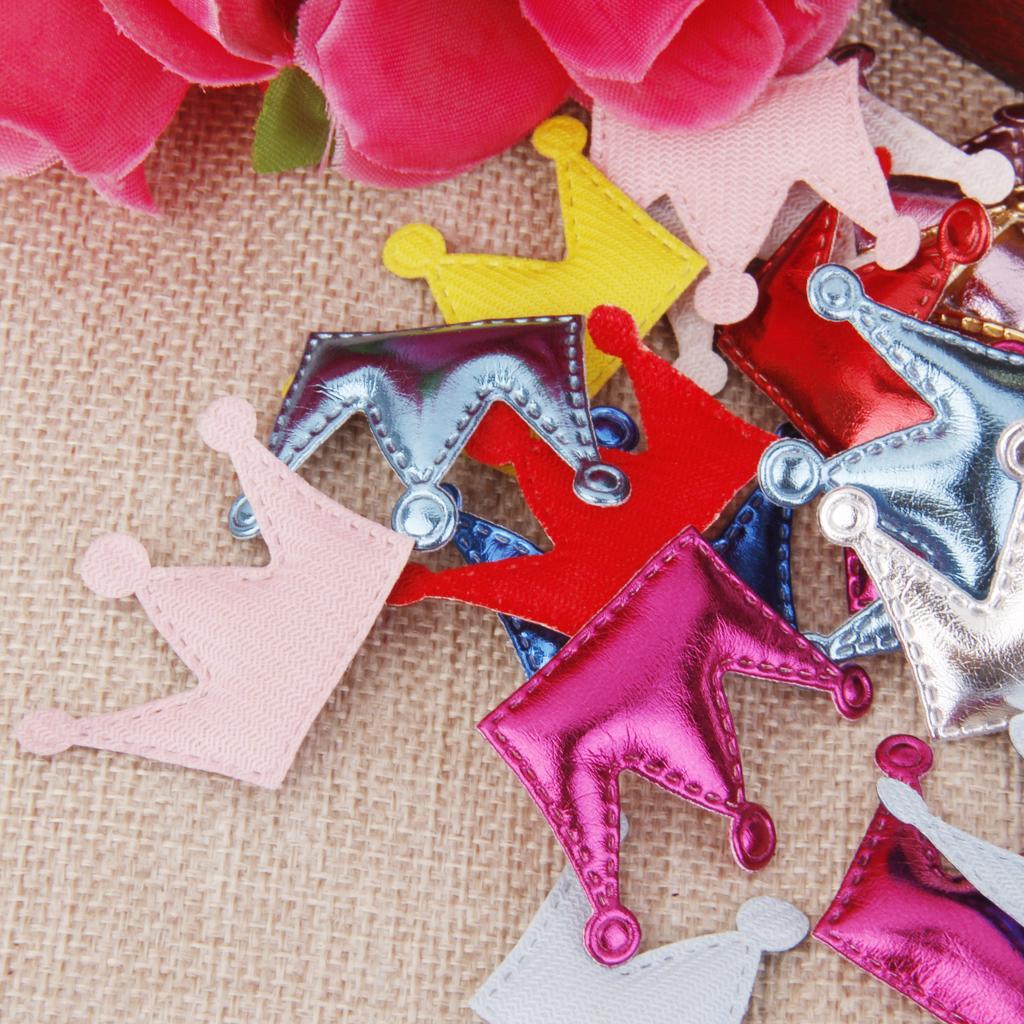20pcs PU Crown Hair Clips Making For Baby Girls Headband DIY