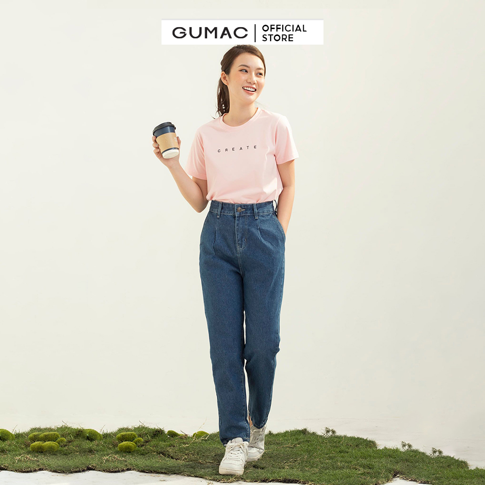 Quần jeans nữ GUMAC QJC03065 xếp ly cá tính