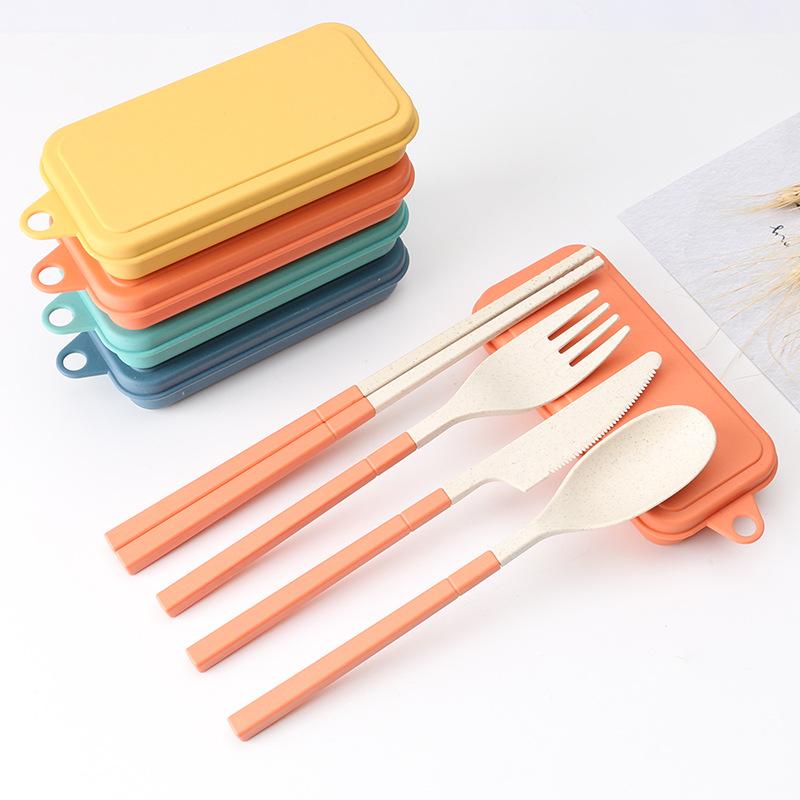 Bộ dụng cụ ăn có thể gập gọn kèm hộp đựng tiện dụng mang theo