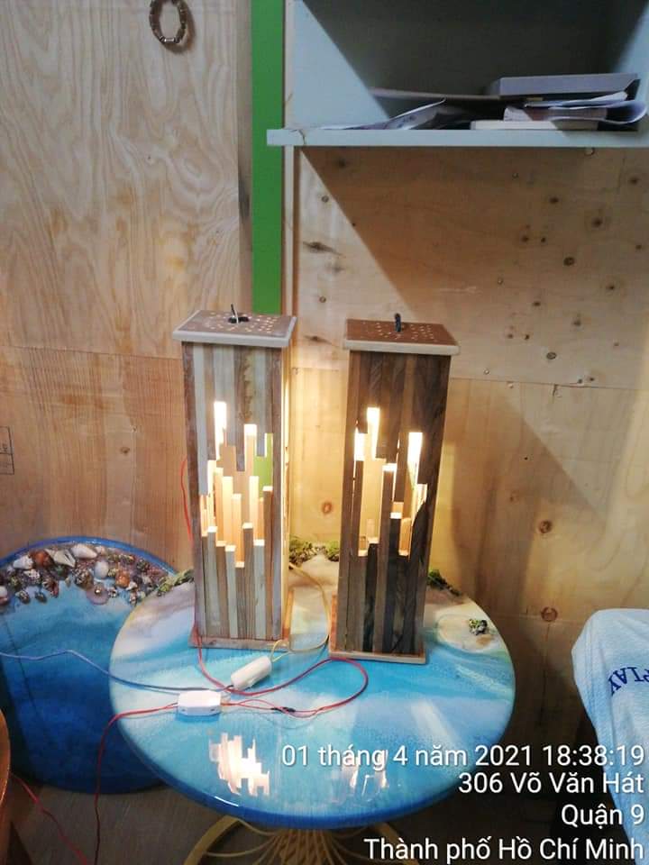 Đèn handmade trang trí gỗ tự nhiên