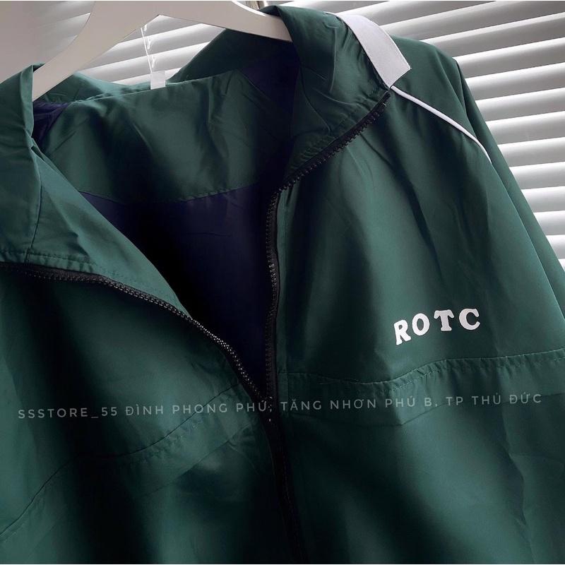Áo Khoác dù màu rêu chữ ROTC unisex ảnh thật