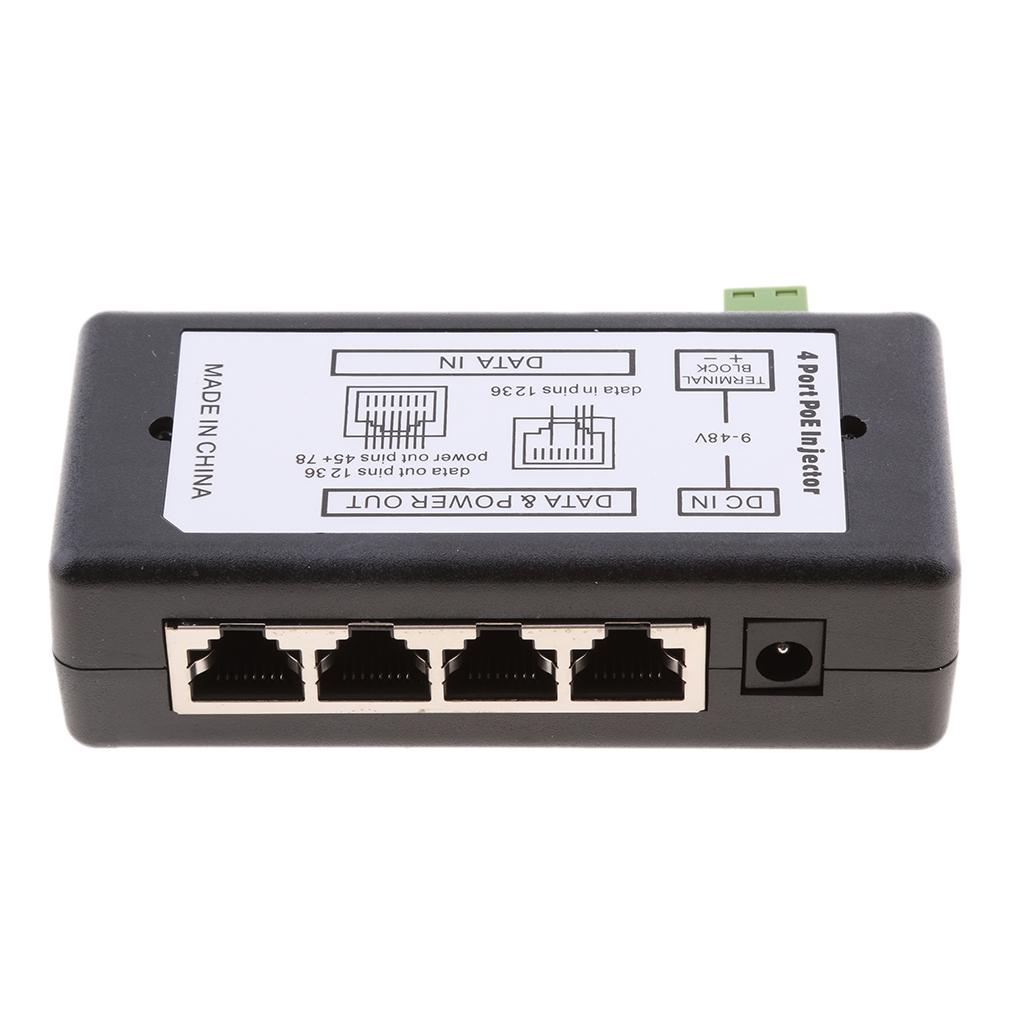 4 POE Ports Injector Switch 12-48V Passive Power Supply Module Over Ethernet