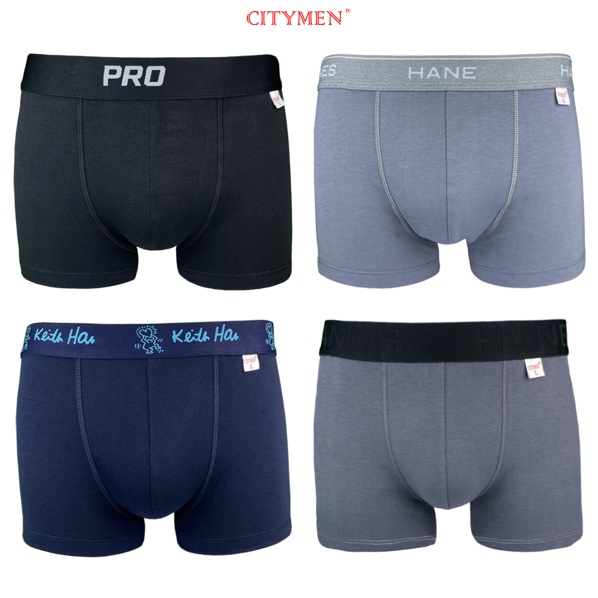 Hộp 4 Quần Lót Nam boxer vải cotton hiệu CITYMEN nhiều lưng 4 chiều cao cấp, đồ lót - LMTK-MULTIBC