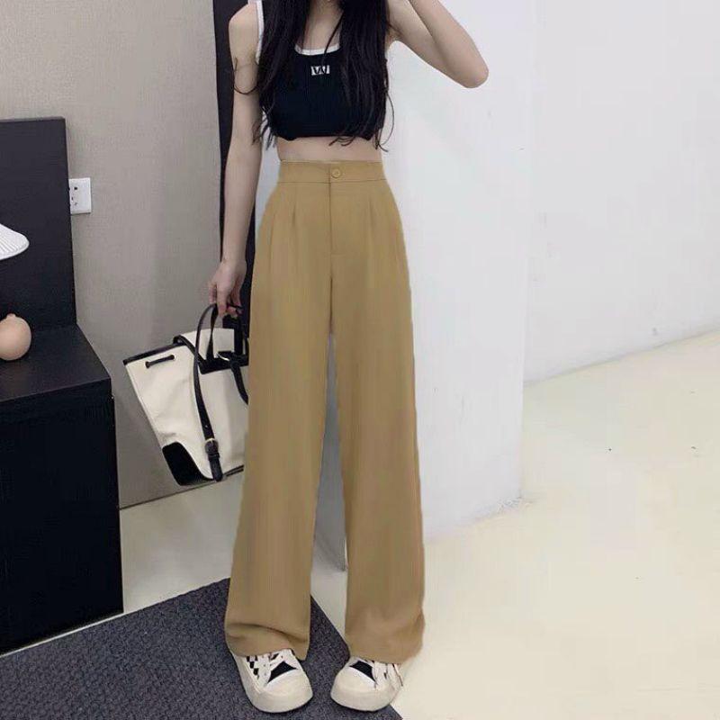 Quần tây nữ ống rộng lưng thun có bốn màu trắng, đen, xanh mint, nâu