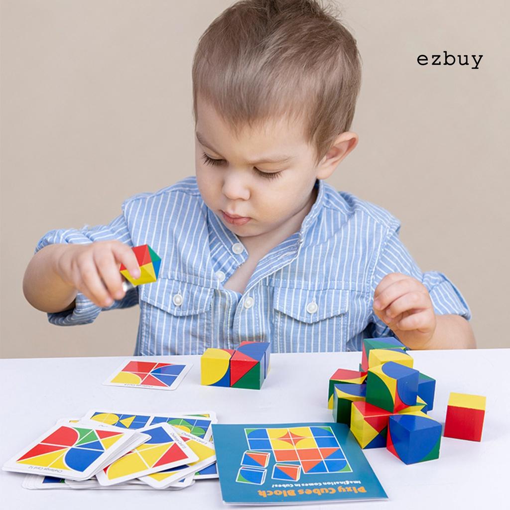EY-Kids Wooden Building Block Multicolor Space Thinking Educational Cube Toy Gift