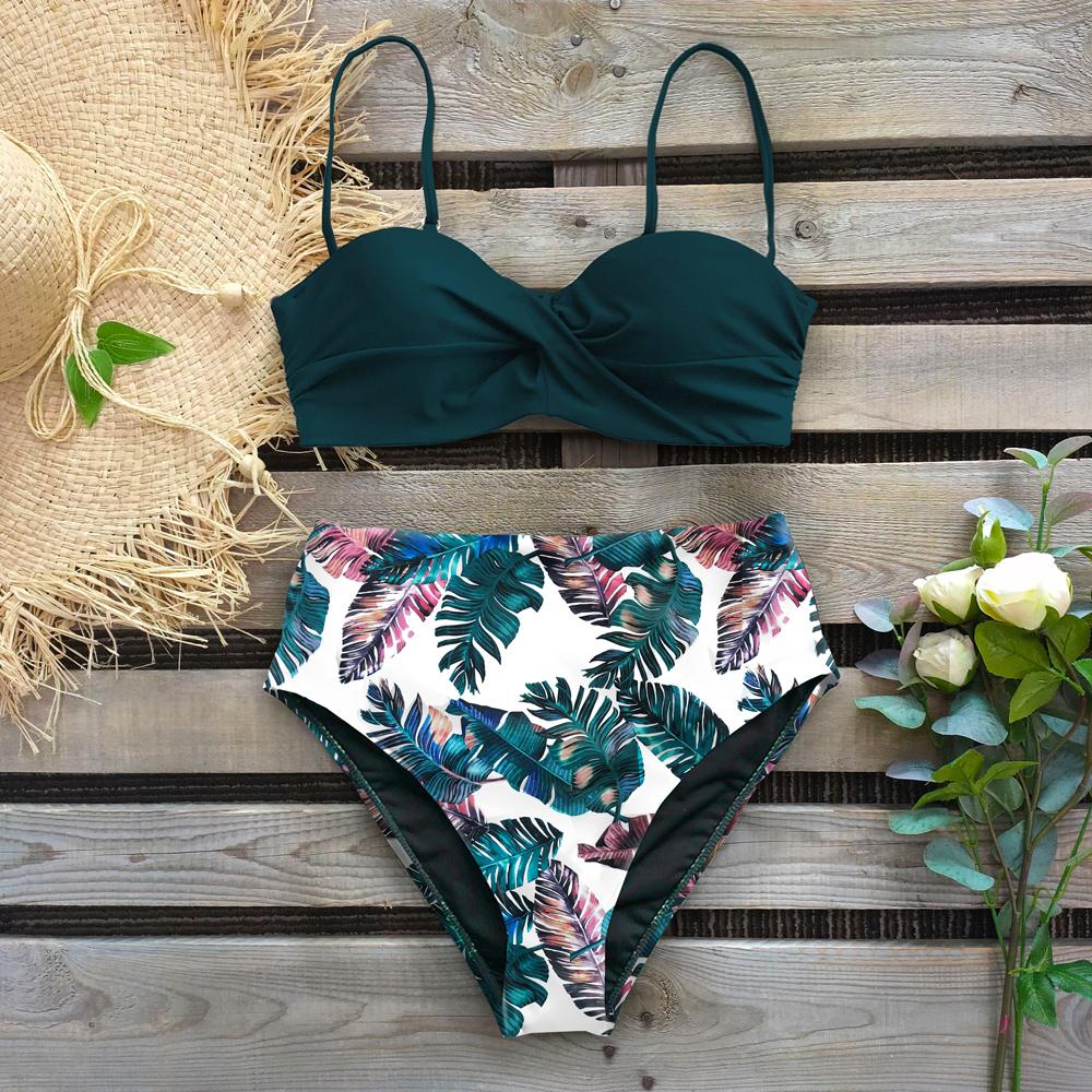 Gợi Cảm 2021 Bộ Đồ Bơi Bikini Đồ Bơi Nữ Push Up Bikini Bộ In Hình Lá Nữ Cao Cấp Quần Bơi Cho Áo Tắm