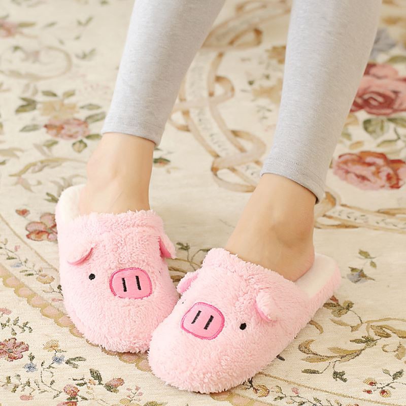 Bộ 2 Đôi Dép Bông Nỉ Hình Thú Đi Trong Nhà
