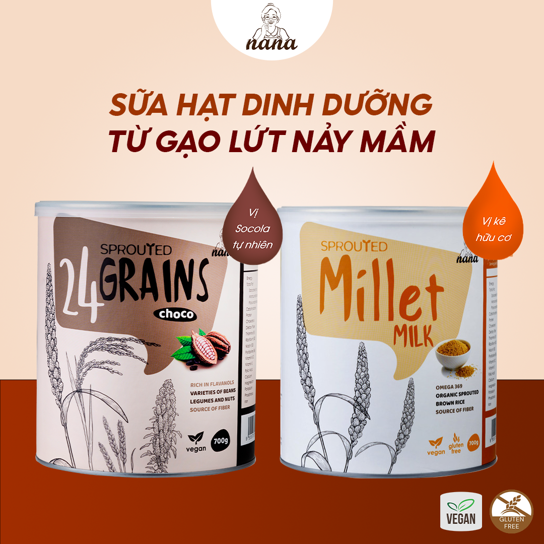 Combo 2 Hộp Sữa Hạt Gạo Lứt Hữu Cơ Millet &amp; 24Grains Hộp 700g Cho Trẻ Từ 3 Tuổi &amp; Người Lớn Bổ Sung Dinh Dưỡng Vegan - 24Grains