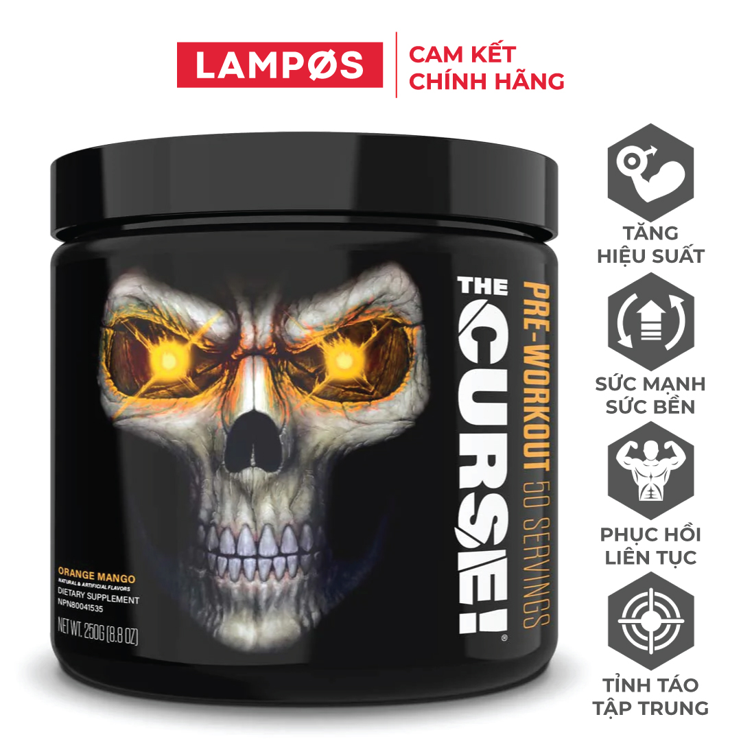 JNXSports The Curse Pre-Workout (50 Serving) Hỗ Trợ Tăng Sức Mạnh Trước Tập, Duy Trì Sức Bền, Tập Trung Cao Độ