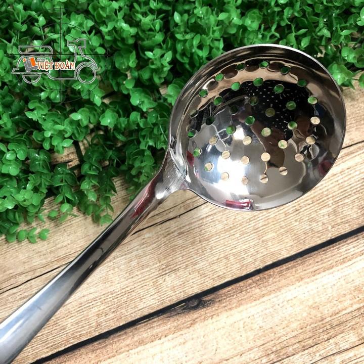 Muỗng Vá LỖ INOX cán Bông 32cm. Dụng cụ Muôi Muỗng Vá Sạn Xẻng Vợt dùng làm bếp chiên xào nấu