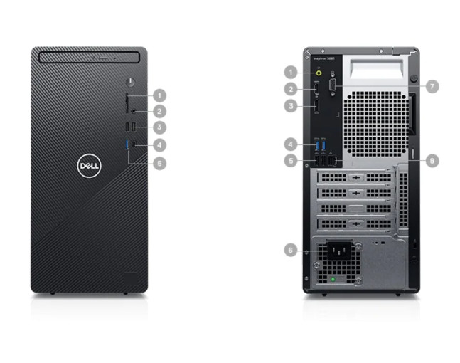 PC Dell Inspiron 3881 MT Intel Core i5-10400/8GB/1TBHDD/Windows 10 Home SL 64-bit/WiFi 802.11ac - Hàng Chính Hãng