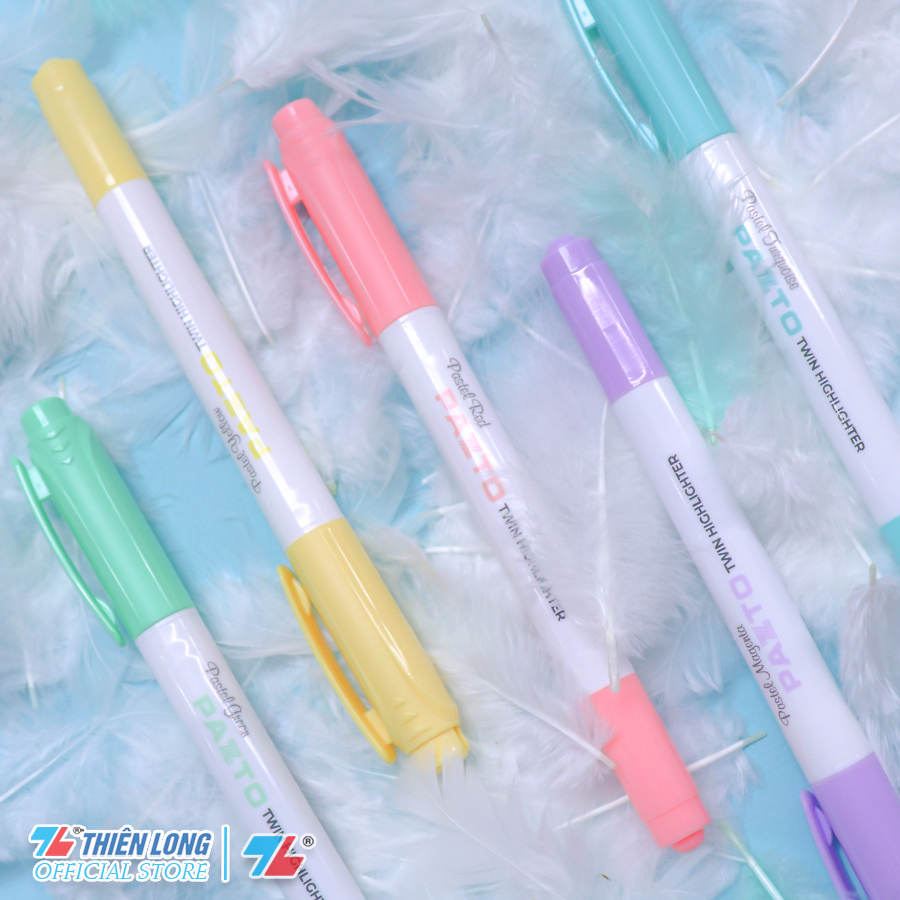 Bút dạ quang màu Pastel Thiên Long Pazto HL-016 - Bút dạ quang rửa được - Không để lại vết khi Photocopy (5 cây)