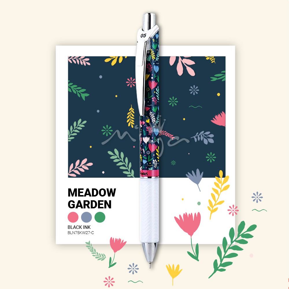 Bút gel Pentel EnerGel Kawaii - MEADOW GARDEN - Mực xanh dương (Blue)